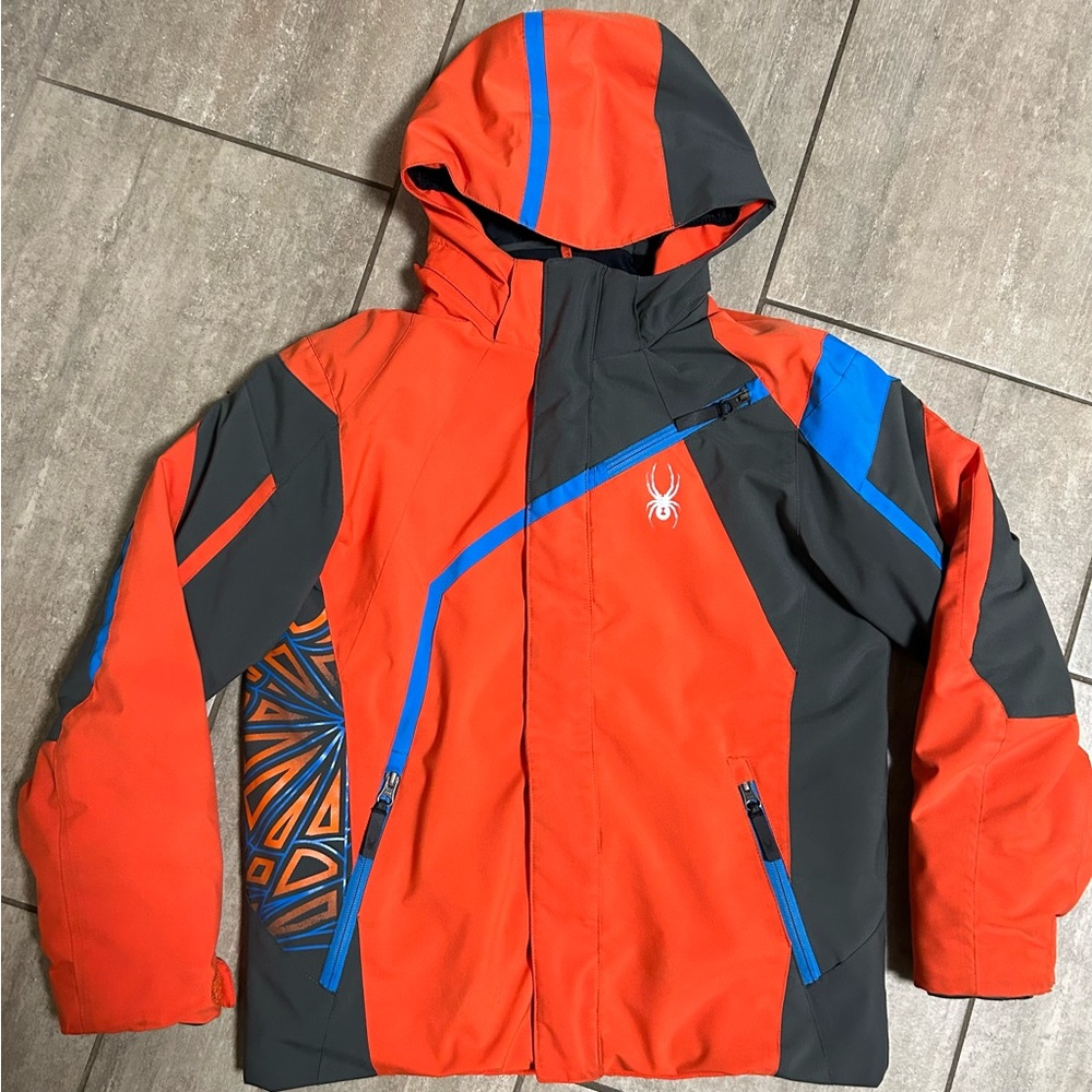 Spyder Challenger Jacket US Kid’s Size 14 Orange Grey and Blue